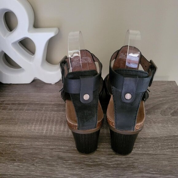 Dansko Dominique T Strap Black Leather Strappy Heeled Ankle Sandals EU 37 - Picture 7 of 9